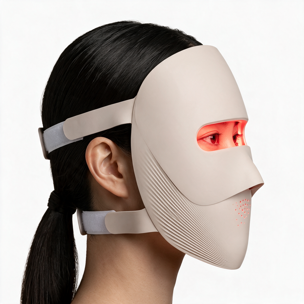GlowTek Pro 4-in-1 LED mask, lifestyle photo